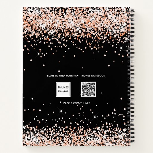 Carnet Script de nom d'or rose noir Sketchbook (Dos)