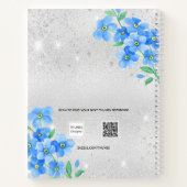 Carnet Script de nom floral bleu argenté (Dos)