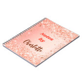 Carnet Script de nom or rose orange (Côté gauche)
