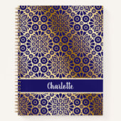Carnet Script de nom oriental bleu or (Devant)