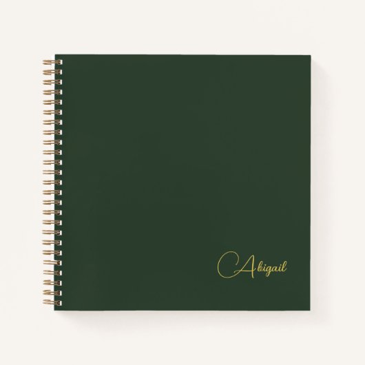 Carnet Script de nom personnalisé vert émeraude (Devant)