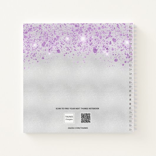 Carnet Script de nom violet de parties scintillant de lav (Dos)