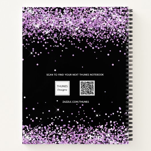 Carnet Script de nom violet violet noir (Dos)
