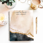 Carnet Script de signature aquarelle rose noir or marbre