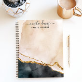 Carnet Script de signature aquarelle rose noir or marbre