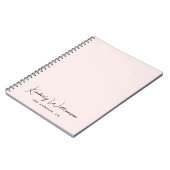 Carnet Script de signature chic rose (Côté gauche)