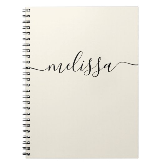 Carnet Script de signature de crème minimaliste moderne (Devant)