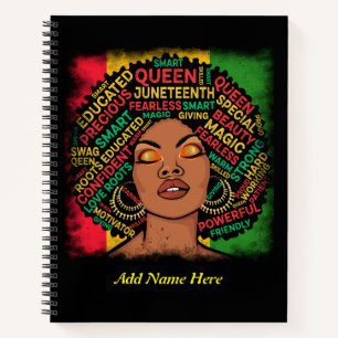 Carnet Script de typographie de la fille noire Motivation