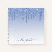 Carnet Script élégant moderne Parties scintillant bleue D (Devant)