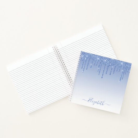 Carnet Script élégant moderne Parties scintillant bleue D (Intérieur)
