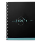 Carnet Script Élégant Monogrammé Turquoise (Devant)