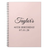 Carnet Script élégant noir et blanc 40e anniversaire (Devant)