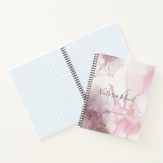 Carnet Script en marbre rose mauve or veine (Intérieur)