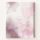 Carnet Script en marbre rose mauve or veine (Dos)