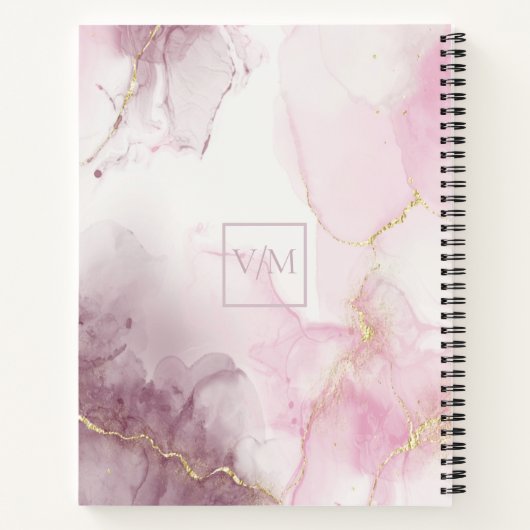 Carnet Script en marbre rose mauve or veine (Dos)