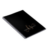 Carnet Script féminin Black Gold moderne Monogramme (Côté Droit)