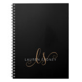 Carnet Script féminin Black Gold moderne Monogramme (Devant)