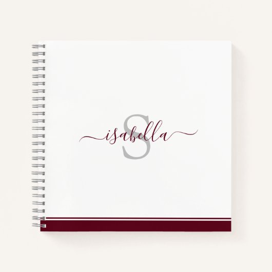 Carnet Script initial monogramme Bourgogne (Devant)