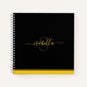Carnet Script initial monogramme jaune noir (Devant)