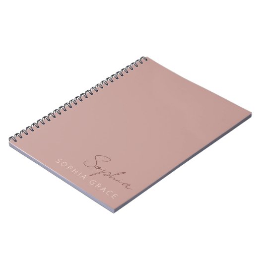 Carnet Script manuscrit moderne personnalisé Rose poussié (Côté gauche)