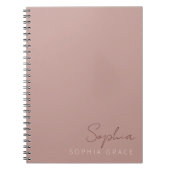 Carnet Script manuscrit moderne personnalisé Rose poussié (Devant)