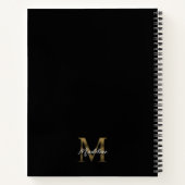 Carnet Script minimal métal noir Monogramme or Recette (Dos)