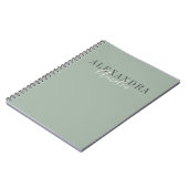 Carnet Script Minimaliste Bohème Vert Sauge Personnalisé (Côté gauche)