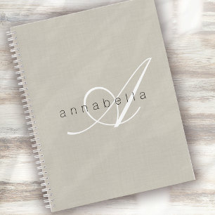 Carnet Script minimaliste de monogramme de lin beige