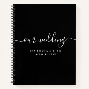 Carnet Script minimaliste moderne élégant noir Mariage in