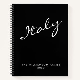 Carnet Script minimaliste moderne noir Voyage personnalis