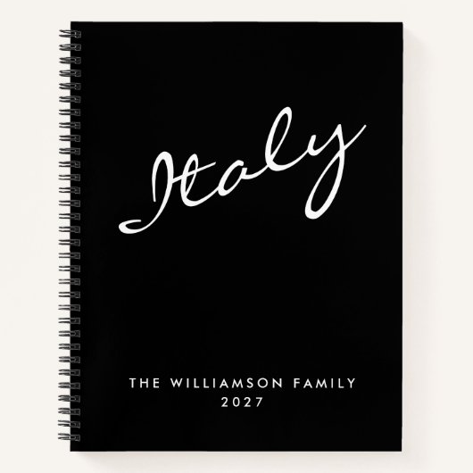 Carnet Script minimaliste moderne noir Voyage personnalis (Devant)