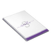 Carnet Script moderne élégant Monogramme violet (Côté Droit)
