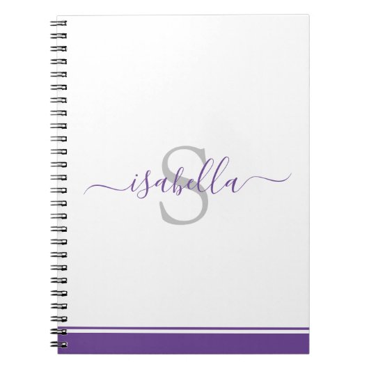 Carnet Script moderne élégant Monogramme violet (Devant)
