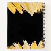 Carnet Script moderne élégant Noir Gold Nom Thème (Dos)