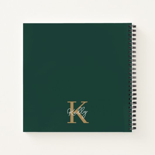 Carnet Script moderne Emerald Green Gold (Dos)