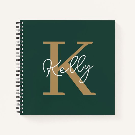 Carnet Script moderne Emerald Green Gold (Devant)