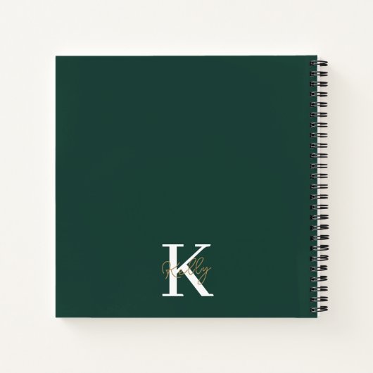 Carnet Script moderne Emerald Green Monogram (Dos)