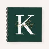Carnet Script moderne Emerald Green Monogram (Devant)