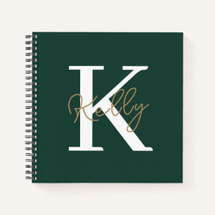 Carnet Script moderne Emerald Green Monogram