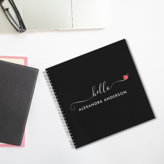 Carnet Script moderne minimal Hello Coeur