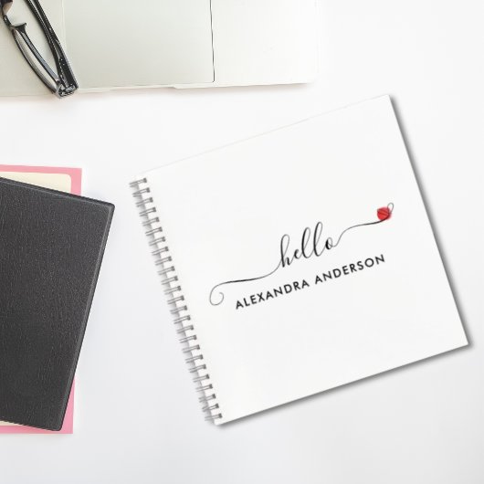 Carnet Script moderne minimal Hello Coeur