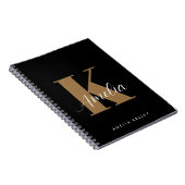 Carnet Script moderne Monogramme Or noir (Côté Droit)