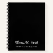 Carnet Script moderne Monogramme Professionnel Noir (Devant)