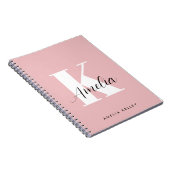 Carnet Script moderne Monogramme rose (Côté Droit)