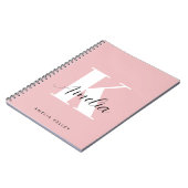 Carnet Script moderne Monogramme rose (Côté gauche)