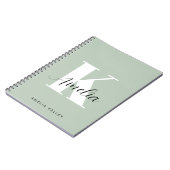 Carnet Script moderne Monogramme Sage Vert (Côté gauche)