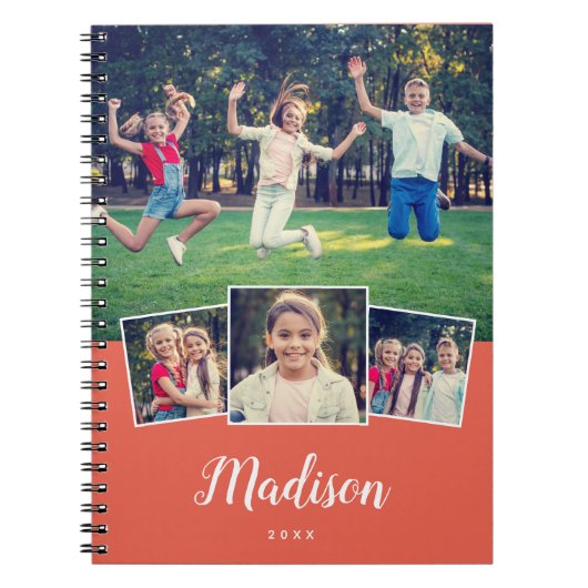 Carnet Script moderne Nom personnalisé Cool 4 Photo Colla (Devant)
