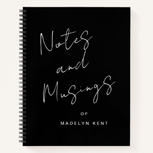 Carnet Script moderne Personnalisé noir et blanc (Devant)