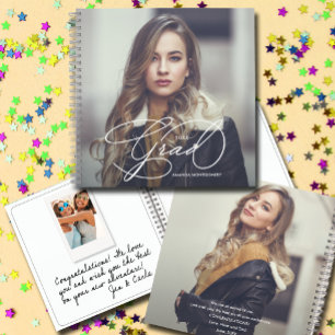 Carnet Script moderne Photo Graduation Guest Book Keepsak