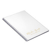 Carnet Script moderne professionnel blanc et or (Côté Droit)